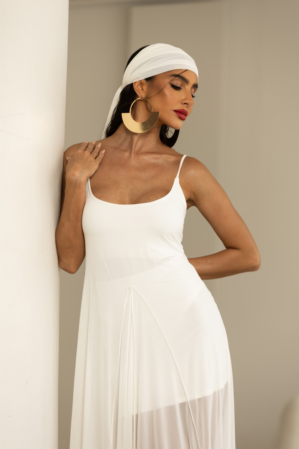 White Midi Dress with Tulle – Ethereal Dress